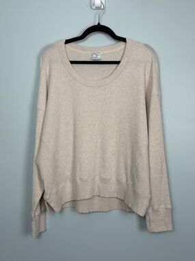 Offline by Aerie Women’s Medium Cream Waffle Knit Oversized Cropped Sweater Top